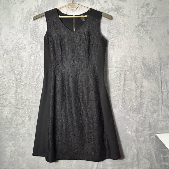 J Peterman Dress Womens 16 Black Textured Sleeveless Minimalist Business Stretch - Picture 1 of 8